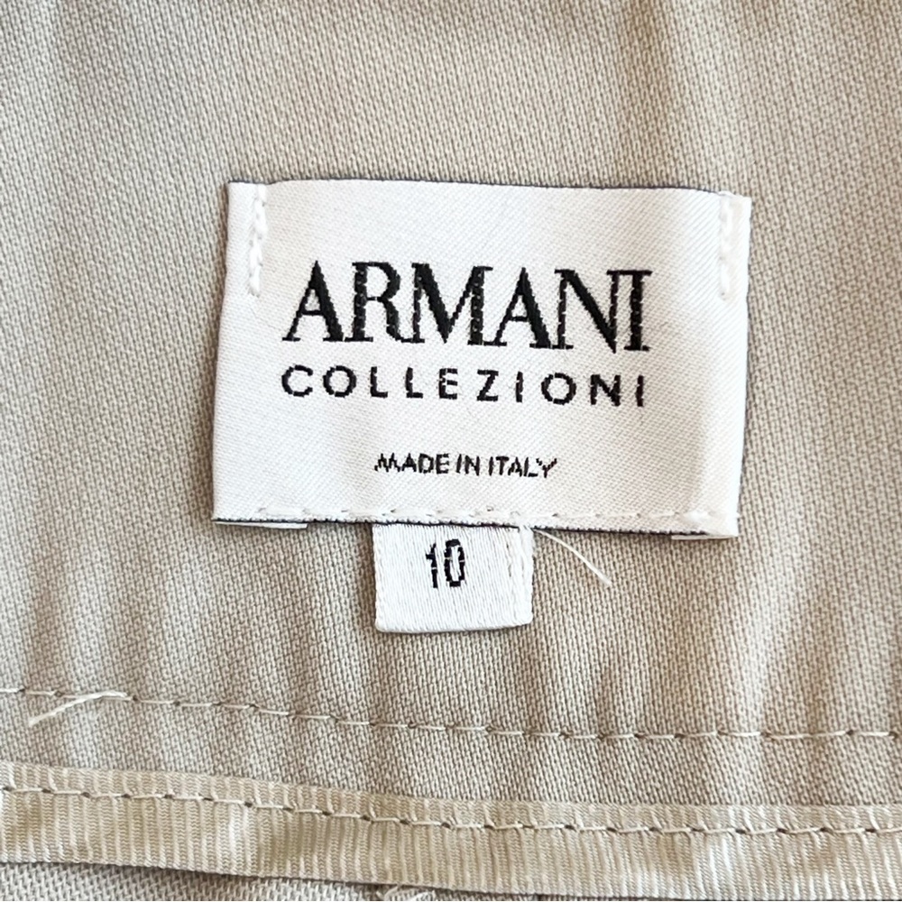 Armani Collezioni Dress Pant Beige High Rise Lightweight Straight Leg Trouser 10 - Picture 6 of 6